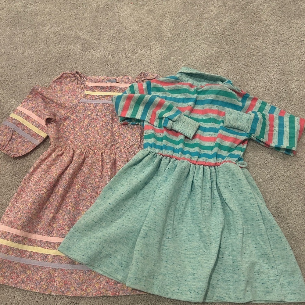 Healthtex/ vintage Floral and Striped Kids Dress Duo size 6